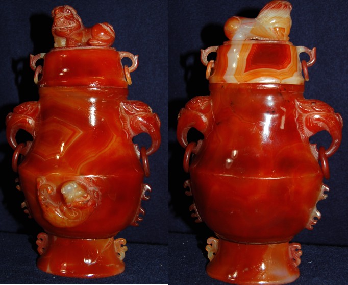 Mongolian Red Agate Urn/Vase - One Only!